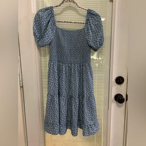 Blue Floral Puff Sleeve Dress. Ladies Sz med dress